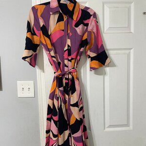 Yakira Bella Long Dress Fancy with Matching Optional Belt Small, Multi Color